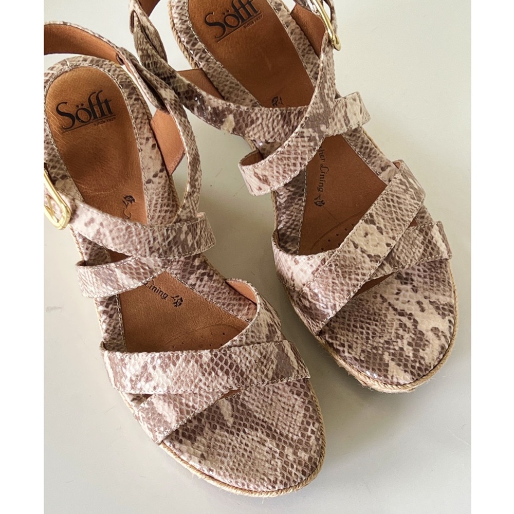 Sofft brand Inez Espadrille Wedge Espadrille Snake Print Sandals Size 11 - Picture 3 of 15